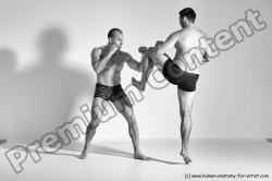 Underwear Martial art Man - Man White Moving poses Athletic Short Brown Dynamic poses Academic